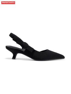 Pointed Toe Slingback Kitten Heels D'Orsay Bow Dress Pumps